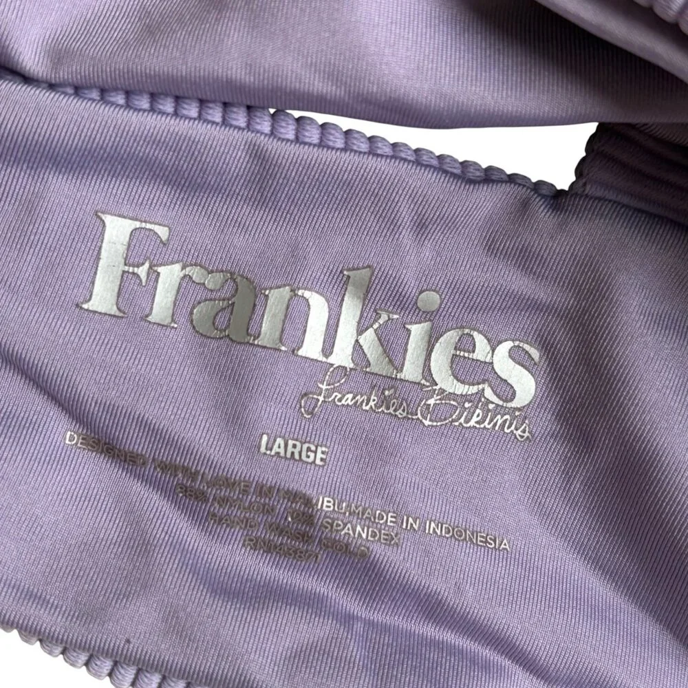 Frankies Bikinis Ribbed Bikini Top (Lavender) - Size Large